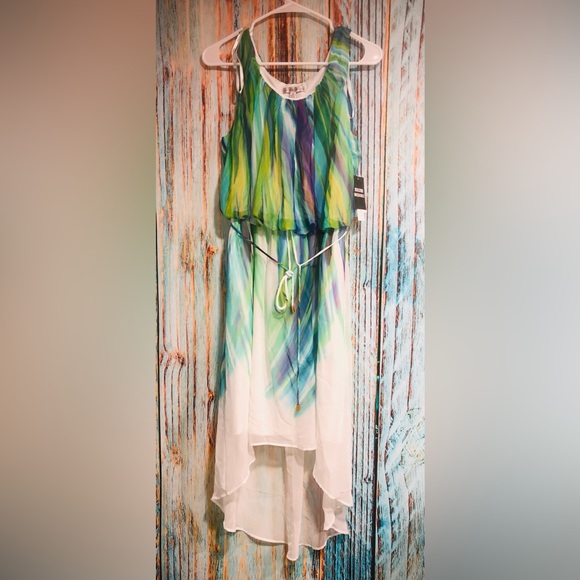 Sandra Darren Dresses & Skirts - New With Tags! Sandra Darren Green, Purple, White Sleeveless Chiffon Dress Sz14